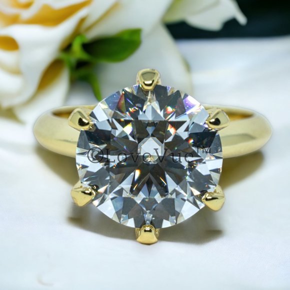 Jewelry - Certified 10ct. t.w. Diamond Large Brilliant Solitaire Gold Engagement Ring